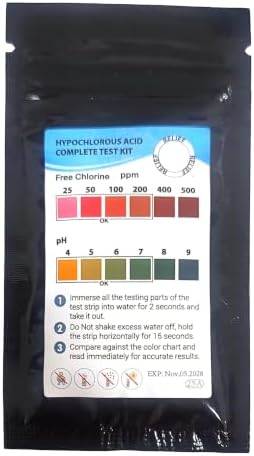Relief Hypochlorous Acid Test Strips - Dual pH & Free Chlorine Testing for HOCl – High-Accuracy Color Chart, for Cleaning, Disinfection & Electrolyzed Water Testing (100 Combination Strips) by Relief