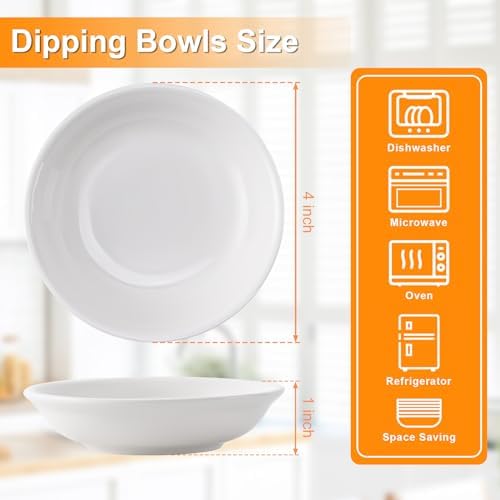 Eisinly 6 Pack Dipping Bowls, 3 OZ Small Ceramic Soy Sauce Dish, White - Image 2