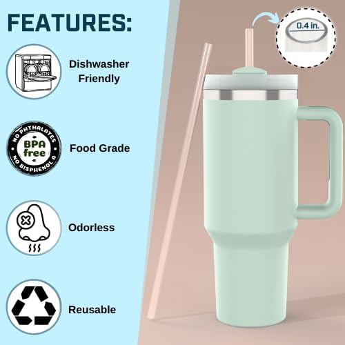 6 Pack Stanley Straws for 40 oz Tumbler - Stanley Replacement Straw with 2 Cleaning Brushes, Reusable BPA-Free Plastic, 40 oz Tumbler Accessories - Image 5
