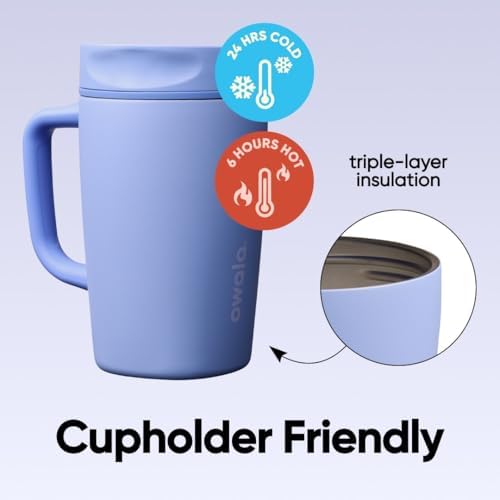 Owala SmoothSip Slider Stainless Steel Insulated Travel Mug with Handle, 100% Leak Proof, For Hot and Cold Drinks, Travel Friendly with Sliding Lock Lid, 12 oz, BPA Free, Leak Proof, Out of the Blue - Image 3