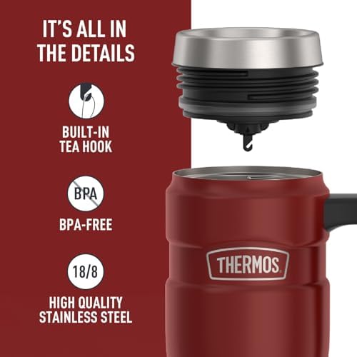 THERMOS Stainless King Travel Mug with Handle, 16oz, Rustic Red - Image 4