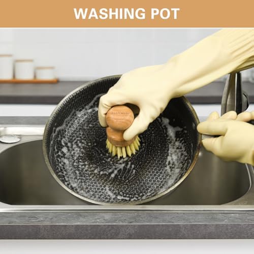 Wooden Dish Brushes, Dish Scrubber Brushs for Cleaning Dishes, Kitchen Wooden Cleaning Dsihes Set with Draining Rack, Natural Sisal Bristles, 3 Set - Image 7