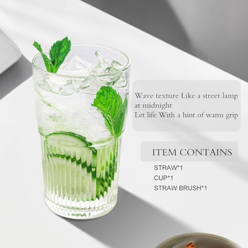 Luiaiog 18.5oz Glass Cups with Lids and Straws – Single Reusable Tumbler, Thickened Shatter-Resistant Glass, Ideal for Iced Coffee, Smoothies, Cocktails, Juices – Elegant & Durable Drinkware - Image 3