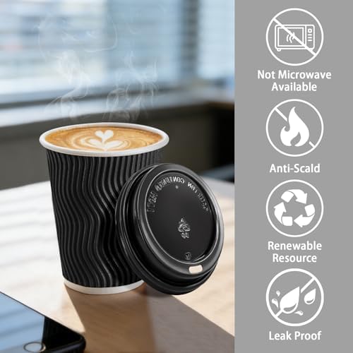Lamosi 50 Pack 8 oz Coffee Cups with Lids, Disposable To Go Paper Cups - Image 4