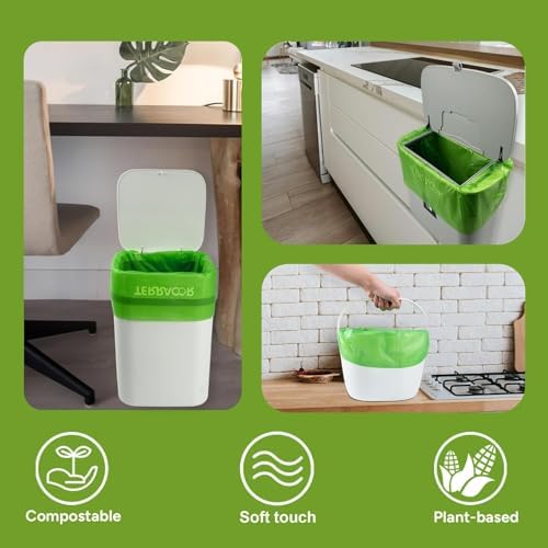 1.3 to 1.6 Gallon Compostable Trash Bags, 35 Count Green Compost Bags for Countertop Bin, Food Waste, Dispenser Packs Organic Biodegradable Bags BPI Certified Meet ASTM D6400 Standard - Image 5