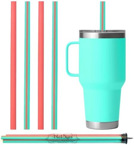 Reusable Drinking Straws with Travel Case Ergonomic Shape Made in USA - 16-32 oz - For hot and cold beverages, Water/Coffee/Tea (4 Large 9.5”) by BrilliBaby