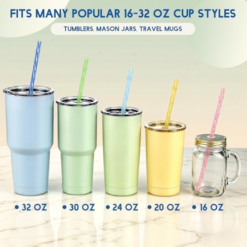 Jovitec 50 Pcs 11 Inch Reusable Plastic Straws with Brush, 10 Colors - Image 4