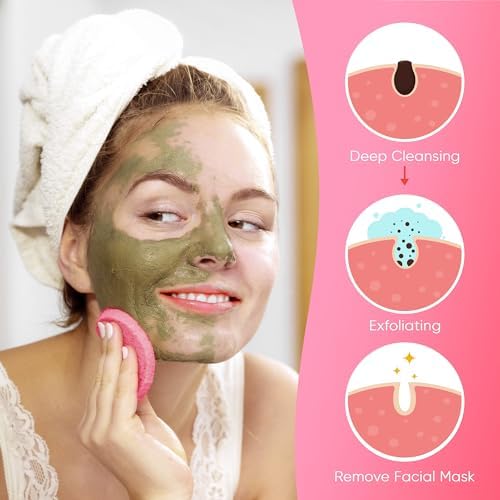 GAINWELL 50-Count Compressed Facial Sponge for Daily Facial Cleansing and Exfoliating, 100％ Natural Cosmetic Spa Sponges for Makeup Remover, Reusable, Pink - Image 6