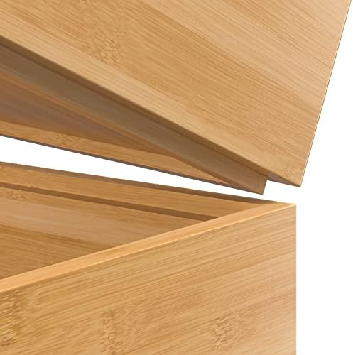 VeyFey Silverware Tray for Drawer, Stackable Kitchen Bamboo Drawer Organizer 12" x 6" x 2" Set of 2 - Image 4