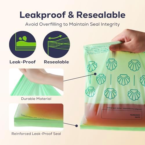 Fit Meal Prep 100% Compostable Food Storage Bags Set, Resealable Bags Plant-Based Freezer Bag for Food, ASTM D6400, US BPI & EU OK Compost Certified - Image 3