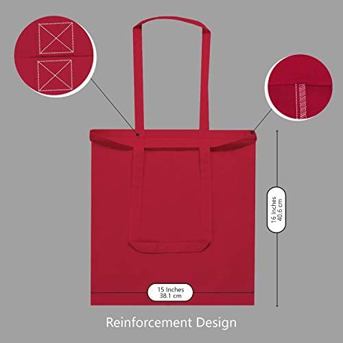 TOPDesign 12-Pack Economical 16"x15" Red Cotton Tote Bag, Lightweight Medium Reusable Grocery Shopping Cloth Bags, Suitable for DIY, Advertising, Promotion, Gift, Activity - Image 5