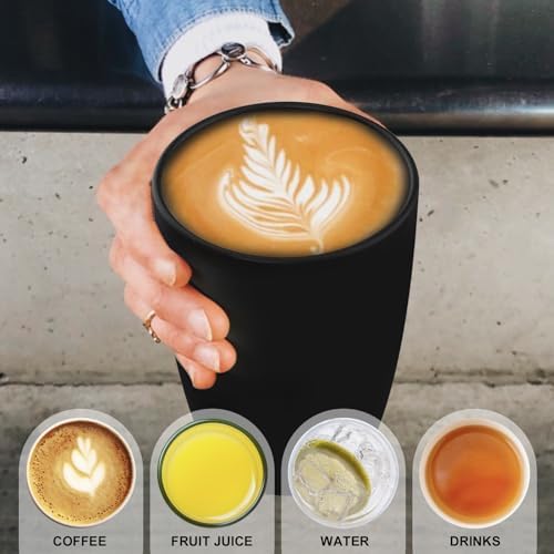 Wrova Wheat Straw Cups 6 PCS Good Alternative to Plastic Reusable Cups 20 oz Unbreakable Drinking Cup Reusable Dishwasher Safe Water Plastic Glasses Black - Image 3