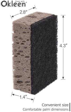 Taupe Multi Use Scrub Sponges. Made in Europe. 18 Pack, 4.3x2.8x1.4 inches. Best Odorless Durable Brown Heavy Duty Scrubber for Kitchen and Household Cleaning - Image 5