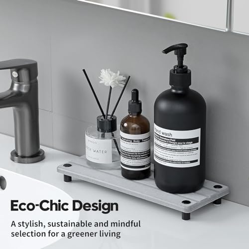 Razborci 2 Pack Fast Drying Water Absorbing Diatomite Stone Mat Tray for Kitchen & Bathroom Counter - Instant Dry Sink Caddy Organizer - Vanity Holder for Soap, Sponge – Light Gray 10" x 4" - Image 5
