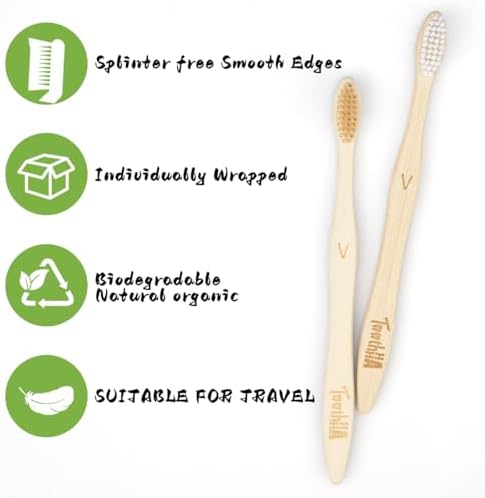 Bamboo Toothbrushes 10 Pack, BPA-Free Soft Bristle Toothbrush, Eco-Friendly, Natural Wooden Toothbrush, Vegan Organic Travel Toothbrush Pack for Adults - Image 4