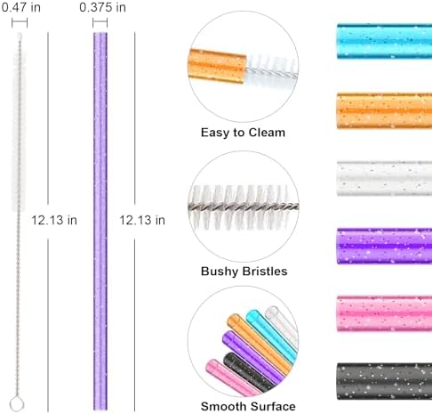 Allwith 12 PCS Replacement Straws for Stanley|Owala|Simple Modern 40oz 30oz Tumbler, Reusable Color Drinking Straws with Cleaning Brush for Stanley Cup Accessorie，BPA Free, Dishwasher Safe - Image 2