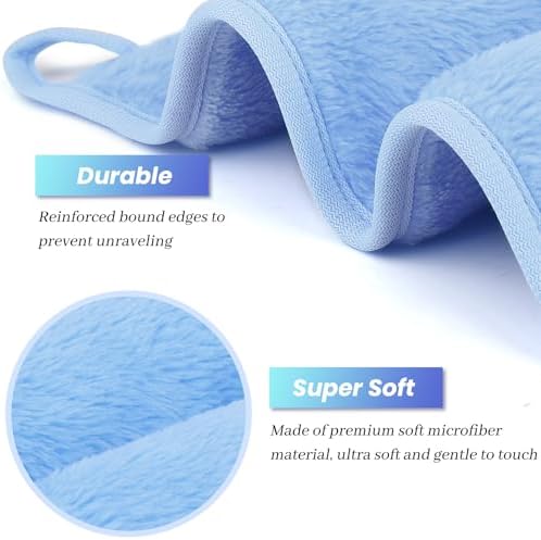 8 Pack Makeup Remover Cloth,13x7 Inch Reusable Makeup Remover Towels, Ultra Soft Microfiber Face Cloth Reusable Facial Washcloths, Blue - Image 3