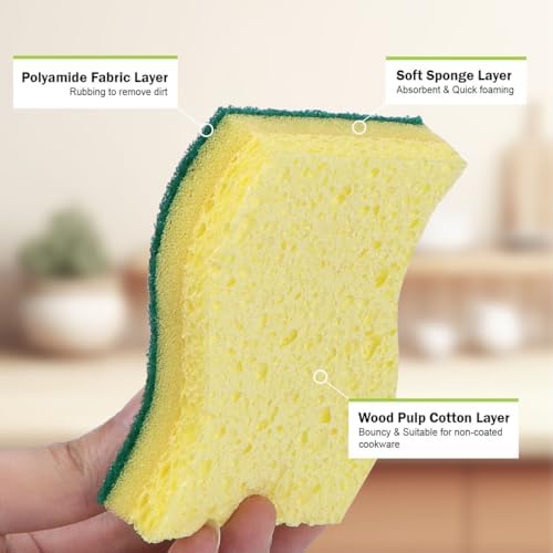 AIDEA Sponges Kitchen, 6Count, Heavy-Duty Scrub Sponges, Sponge for Dishes - Image 3