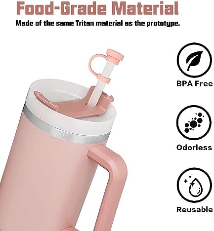 Replacement Straw Compatible with Stanley 40 oz 30 oz Tumbler, Accessories of 6 Straw Replacement with Cleaning Brush, 4 Color Leak Sproof Plug, 2 Silicone Cover Cap for Stanley - Image 6