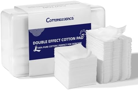 Square Cotton Pads for Face (475 Count) - 100% Pure Cotton, Soft Lint-Free Makeup Remover Pads for Facial and Eye Use, Double-Sided Design to Save Water and Hypoallergenic (75 Thick & 400 Ultra-Thin) by CraftingHealthUnveilingBeauty