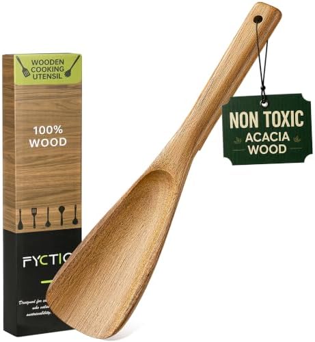 Wooden Spatula Spoon for Cooking Natural Acacia Wood Utensil by FyctioHome