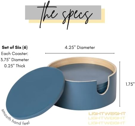 HABITAS Spun Bamboo Coasters for Drinks - Coaster Set with Bamboo Wood Coasters and Coaster Holder. Modern Coasters for Coffee Table (Blue) - Image 3