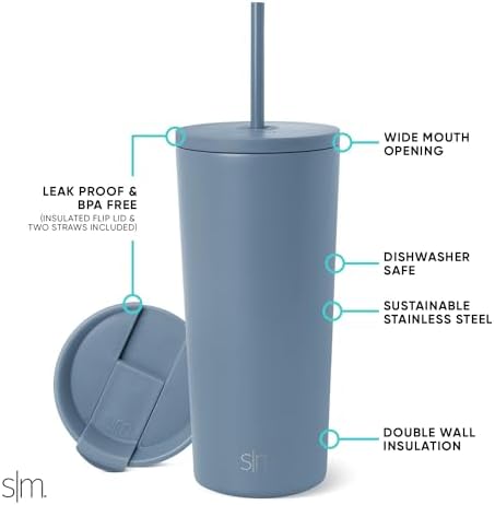 Simple Modern Iced Coffee Tumbler, Insulated | 20oz | Blue - Image 2