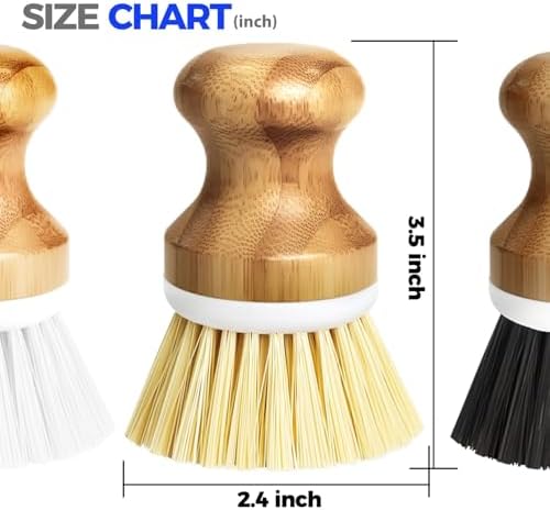 Holikme Bamboo Palm Brush Dish Brushes Round Vegetable Brush,Yellow - Image 6