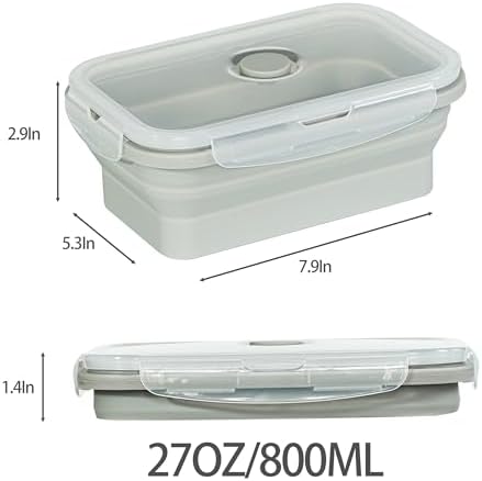 Plus 4PCS Foldable Silicone Food Storage Containers for Kitchen Storage for Leftovers Fruits and Meal Prep Dishwasher Safe Microwave Safe Ideal for Home and Travel (grey, 27OZ) - Image 2