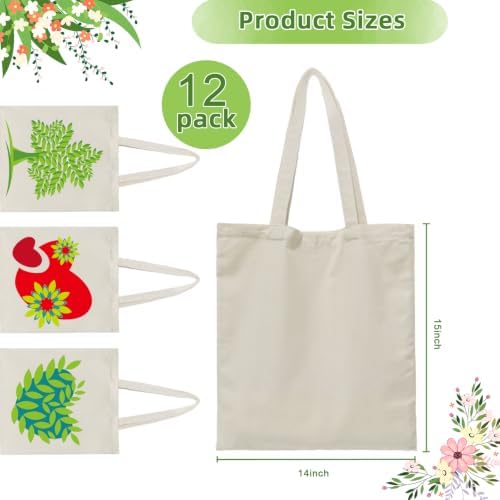 HECTOLIFE 6/12/24/48/ 96 Pack Canvas Tote Bags,Reusable Blank Canvas for Shopping Bags - Image 2