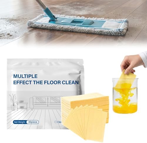 Floor Cleaning Tablets, 2026 New Multi-Surface Cleaner for Hardwood Laminate Tile Vinyl Floors, Floor Cleaning Sheets Pre-Measured Dissolvable Cleaning Solution for Mopping (30Piece-Yellow) by WelcometoNitvei