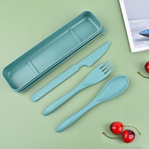 Reusable Cutlery with Case, Portable Dark Utensils Set for Adults, Tableware Camping Utensils for Kitchens, Dishwasher Safe (Dark green) - Image 3