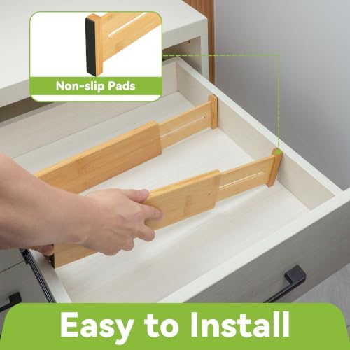 Utoplike Bamboo Dresser Drawer Dividers, Expandable Organizer for Clothing - Image 5