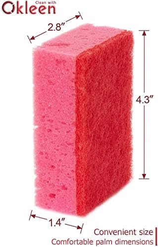 Pink Multi Use Scrub Sponges. Made in Europe. 18 Pack, 4.3x2.8x1.4 inches. Odorless Heavy Duty & Non Scratch Fiber. Durable and Delicate Scrubber for Kitchen & Bathroom, Housekeeping & Outdoors - Image 5