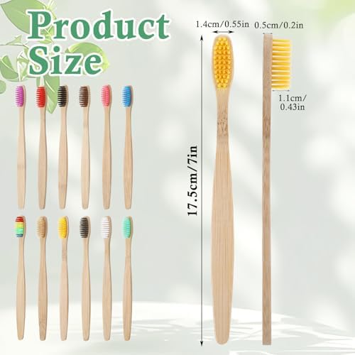 120 Pcs Bamboo Toothbrushes, Soft Bristle Toothbrush for Adults, Eco Friendly Natural Wooden Toothbrushes, Vegan Organic Bamboo Travel Tooth Brush, Individually Wrapped, 7 Inch 12 Color - Image 2