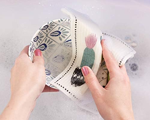 DII Swedish Dishcloths for Kitchen & Cleaning, Reusable, Machine Washable & Dishwasher Safe, Biodegradable, 7.75 x 6.75, Succulents, 3 Piece - Image 6