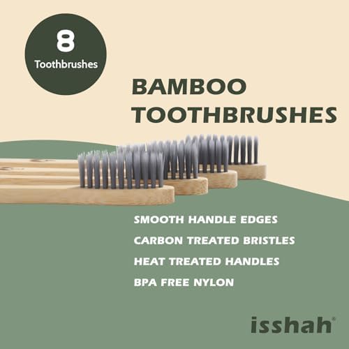 Isshah Biodegradable Bamboo Toothbrush - Compostable Eco-Friendly - 8 Pack - Image 3