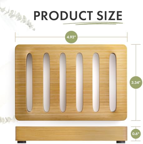 AmazerBath Soap Holder, Bamboo Soap Dish, Wooden Soap Holder Soap Dish, 2 Pack Bamboo Soap Holder, Soap Dishes for Bar Soap, Wooden Soap Tray, Kitchen Soap Tray Self Draining (Wooden Color) - Image 4