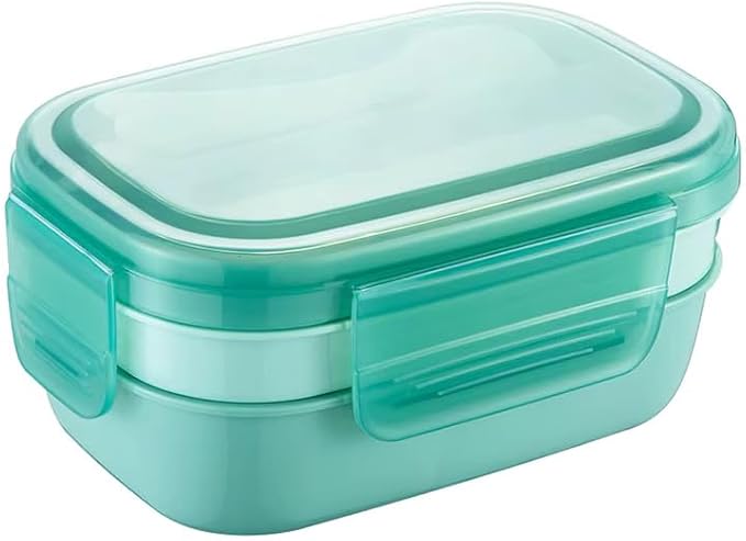 3-Tier Bento Lunch Box with Utensils – Leakproof Food Container with Compartments – Reusable Lunchbox