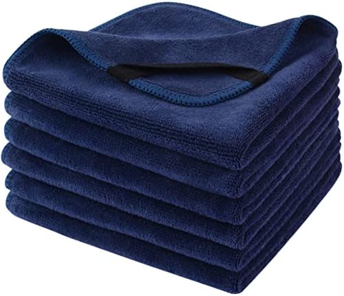 SINLAND Microfiber Facial Cloths Fast Drying Washcloth 12inch x 12inch (6pack, Navy Blue) by SINLAND