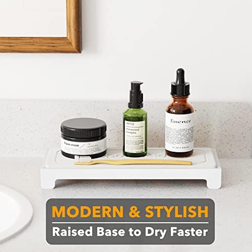 SpaceAid DryingNeat Sink Organizer, Instant Dry Sink Caddy Organizers, Kitchen Sponge Soap Holder Dispenser, Countertop Fast Drying Counter Tray Rack (Bamboo Rack, White) - Image 3