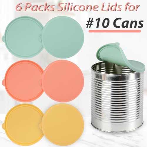 Webake Silicone Lids for #10 Cans, 6.3 Inch Diameter, Food Grade Reusable Can Covers, Light-Proof Airtight Food Storage Lids for Preppers & Survival Supplies, 6 Packs - Image 2
