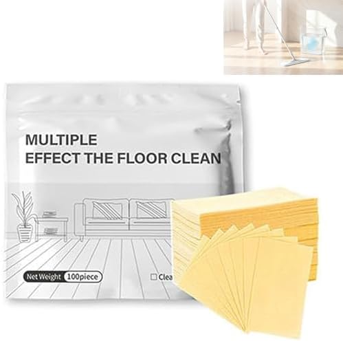 100 Piece Floor Cleaning Tablets Multi-Surface Cleaner, Multi-Surface Floor Cleaner Tablet, Multi-effect Concentrated Cleaner Tablets for Mopping for Hardwood Laminate Floors Wall Tiles Glass (Yellow) by Unknown