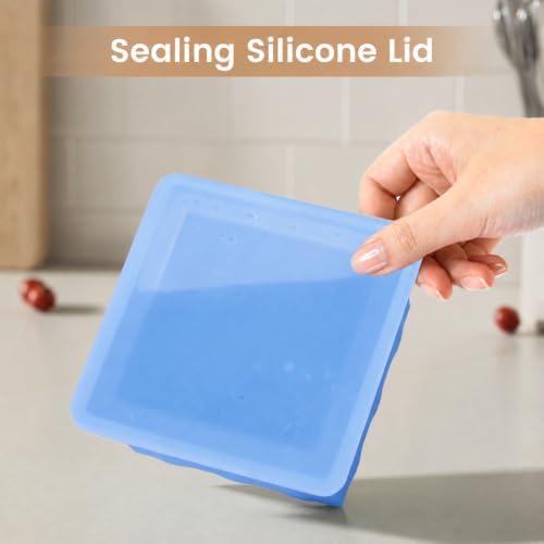 Silicone Freezer Tray for Soup Ice Cubes: 2-Cup Freezing Trays with Lid for Meal Prep - 4Pack Silicon Soup Portion Freeze Tray Make Stock Souped Ice Cube - Image 4