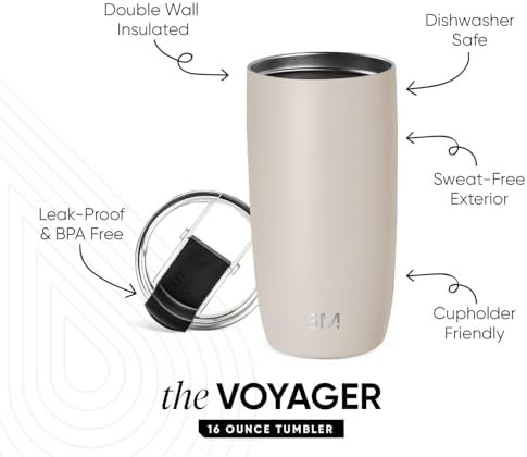 Simple Modern Travel Coffee Mug with Lid | 16oz | Beige - Image 2