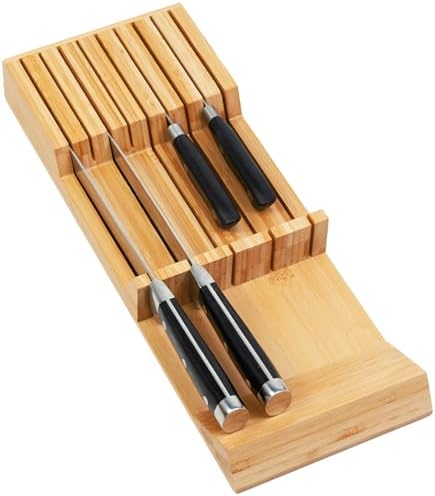 Utoplike Knife Drawer Organizer, Bamboo Knives Block for Kitchen Drawers by Utoplike