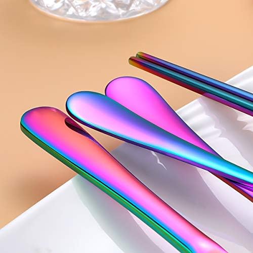 Travel Utensils,Reusable Silverware Set To Go Portable Cutlery Set with a Waterproof Carrying Case for Lunch Boxes Workplace Camping Picnic (Rainbow) - Image 3