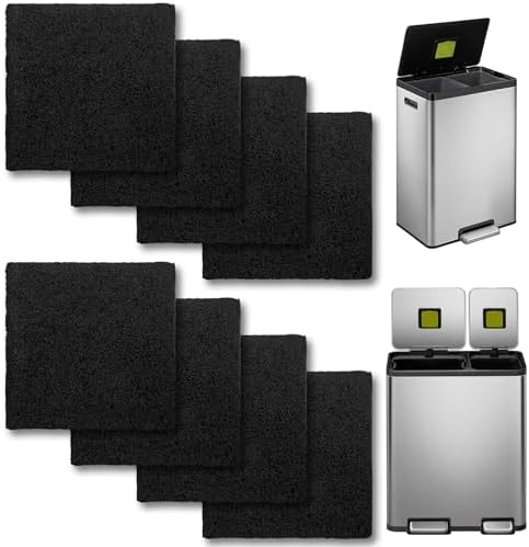 8 Pack Trash Can Odor Filter Refills for Compost Bin, Square Carbon Compost Filters for Countertop Bin, Activated Carbon Filter Charcoal Deodorizer Sheets for Indoor Trash Cans by Unknown