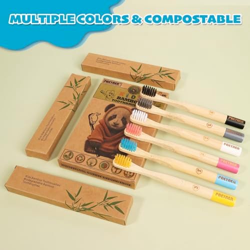New Kids Bamboo Toothbrushes - 6 Pack, Organic Soft Bristle Toothbrush for Kids, Biodegradable Children's Toothbrushes (Toddler Toothbrush Ages 3-12, Multicolor) - Image 6