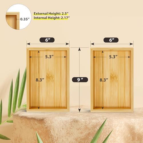 Bamboo Kitchen Drawer Organizer, Deep 2-Pack, 9" x 6" x 2.5" - Image 2